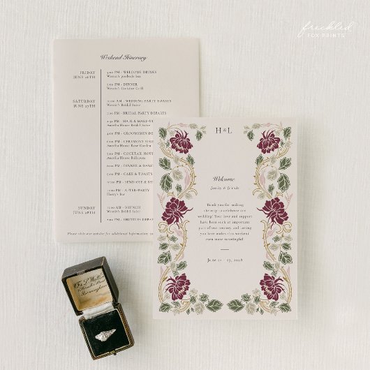 Programme de mariage Art nouveau floral Bourgogne