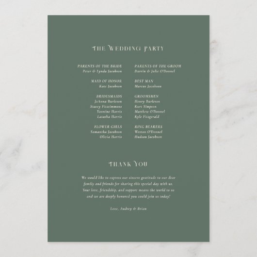 Programme de mariage Art Nouveau vintage (Dos)