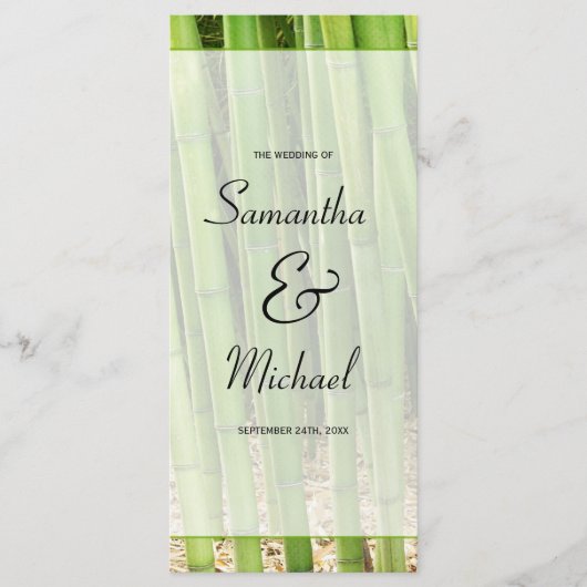 Programme de mariage asiatique en bambou vert (Devant)