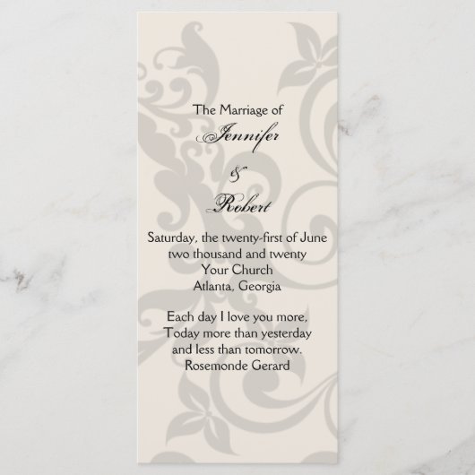 Programme de mariage au charbon de bois et à l'ivo (Devant)