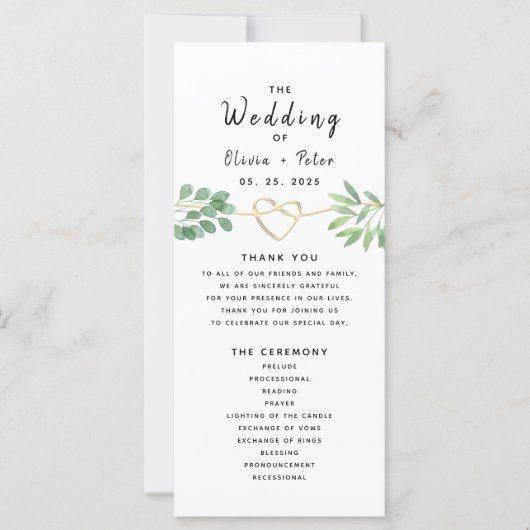 Programme de mariage au eucalyptus (Devant)