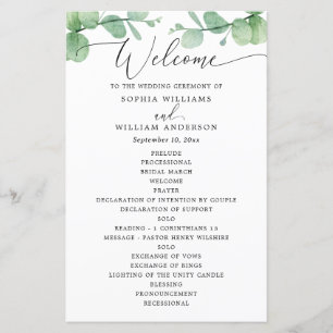 Programme de mariage au eucalyptus Botanique en