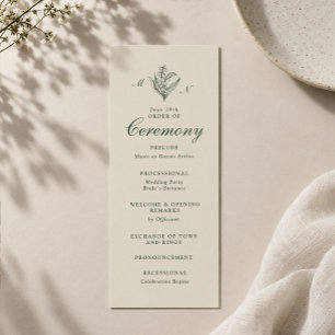 Programme de mariage au monogramme de muguet