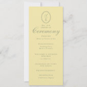Programme de mariage au monogramme jaune beurre (Devant)