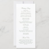 Programme de mariage au monogramme vintage vert sa (Dos)