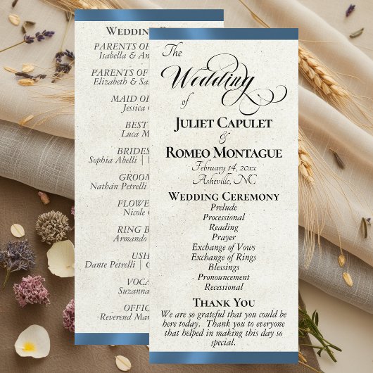 Programme de mariage au ruban bleu
