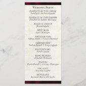 Programme de mariage au ruban de Bourgogne (Dos)