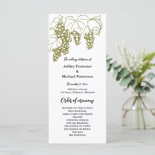 Programme de mariage au vignoble élégant Grapevine (Debout devant)