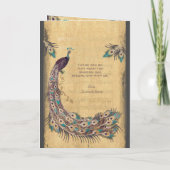 Programme de mariage aubergine aqua vintage paon (Dos)