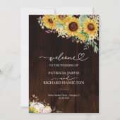 Programme de mariage automnal aux tournesols rusti (Devant)