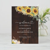 Programme de mariage automnal aux tournesols rusti (Debout devant)