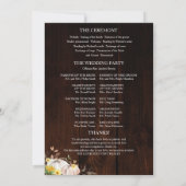 Programme de mariage automnal aux tournesols rusti (Dos)