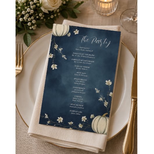 Programme de mariage automnal citrouille bleu mari