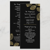 Programme de mariage automnal noir feuilles d'or (Devant / Derrière)