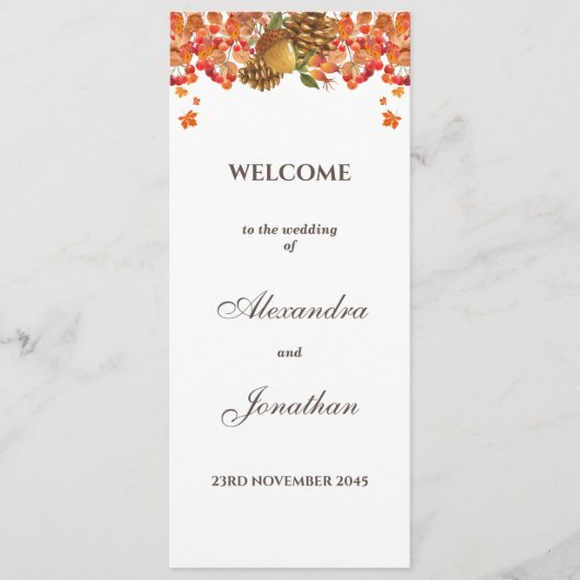 Programme de mariage automnal rustique (Devant)