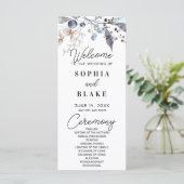 Programme de mariage aux baies bleues et grises et (Debout devant)