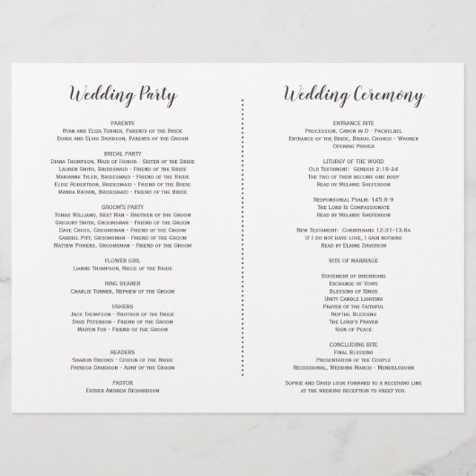 Programme de mariage aux bois floraux Marsala de B (Dos)