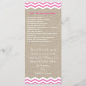 Programme de mariage aux chevrons roses sur toile  (Dos)