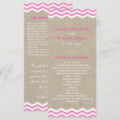 Programme de mariage aux chevrons roses sur toile  (Devant / Derrière)