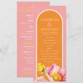 Programme de mariage aux coquelicots roses orange (Devant / Derrière)