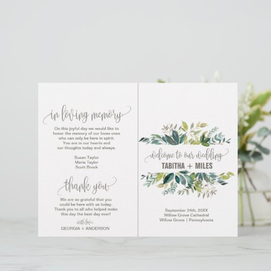 Programme de mariage aux feuillages pliés (Debout devant)