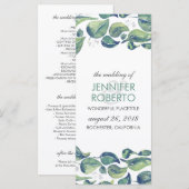 Programme de mariage aux feuilles de couronne aqua (Devant / Derrière)