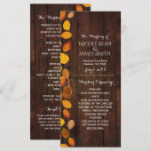 Programme de mariage aux feuilles dorées rustiques (Devant / Derrière)