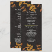 Programme de mariage aux feuilles dorées rustiques (Devant / Derrière)