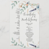 Programme de mariage aux fleurs aquarelles sauvage (Devant / Derrière)