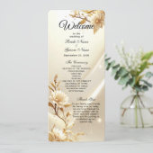 Programme de mariage aux fleurs blanches et or (Debout devant)