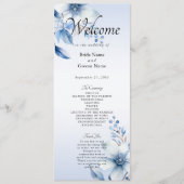 Programme de mariage aux fleurs bleues botaniques (Devant)
