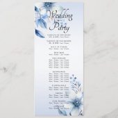 Programme de mariage aux fleurs bleues botaniques (Dos)