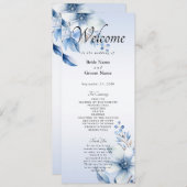 Programme de mariage aux fleurs bleues botaniques (Devant / Derrière)