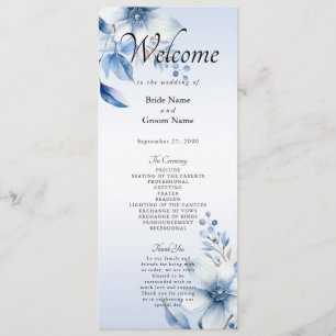 Programme de mariage aux fleurs bleues botaniques