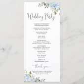 Programme de mariage aux fleurs bleues poussiéreus (Dos)