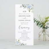 Programme de mariage aux fleurs bleues poussiéreus (Debout devant)