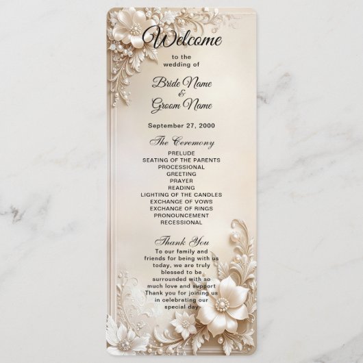 Programme de mariage aux fleurs d'ivoire (Devant)