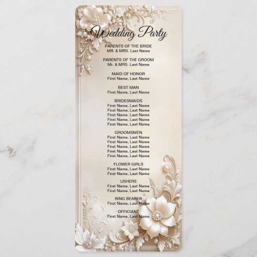 Programme de mariage aux fleurs d'ivoire (Dos)