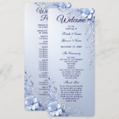 Programme de mariage aux fleurs ornées bleues avec (Devant / Derrière)