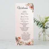 Programme de mariage aux fleurs roses et blanches  (Debout devant)