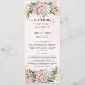 Programme de mariage aux fleurs roses poussiéreuse (Devant)