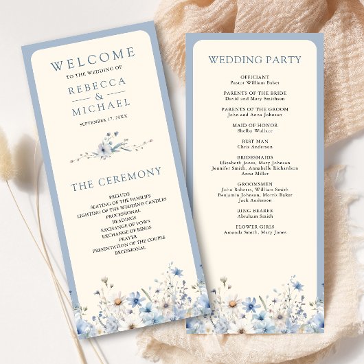 Programme de mariage aux fleurs sauvages bohème bl