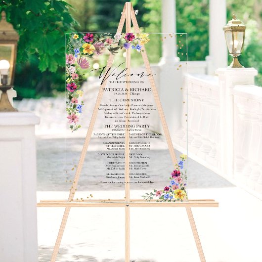 Programme de mariage aux fleurs sauvages Boho