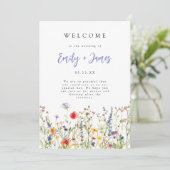 Programme de mariage aux fleurs sauvages colorées  (Debout devant)