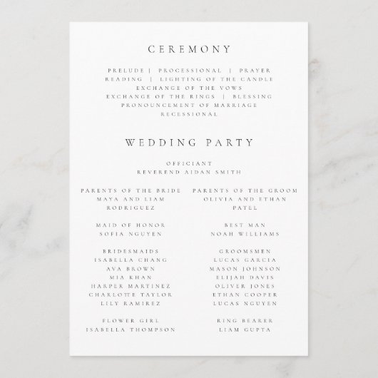 Programme de mariage aux fleurs sauvages pastel (Dos)