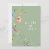 Programme de mariage aux fleurs sauvages vert saug (Devant)