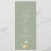 Programme de mariage aux fleurs sauvages vert saug (Dos)