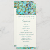 Programme de mariage aux fleurs turquoises (Devant / Derrière)