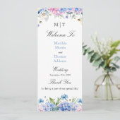 Programme de mariage aux hortensias rose bleu clai (Debout devant)