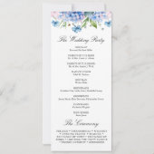 Programme de mariage aux hortensias rose bleu clai (Dos)